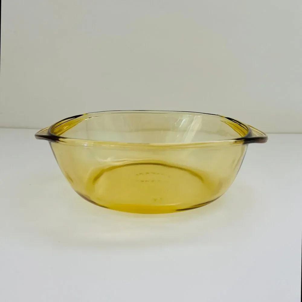 DYNAWARE PYR-O-REY Amber Yellow Glass Square Casserole Baking Dish, 1.75 Qt.